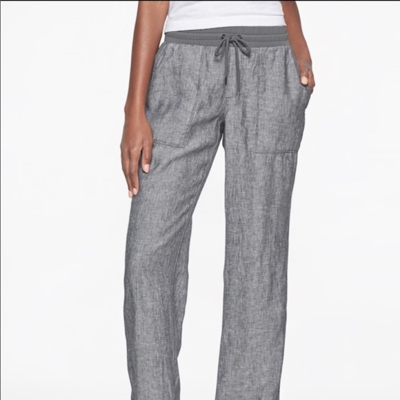 Athleta Bali heathered linen drawstring wide leg Pants 47157 - Picture 1 of 15